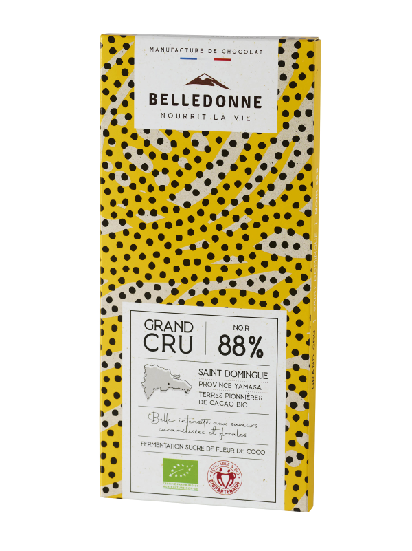 Belledonne -- Tablette noir 88% sucre coco bio - 100 g