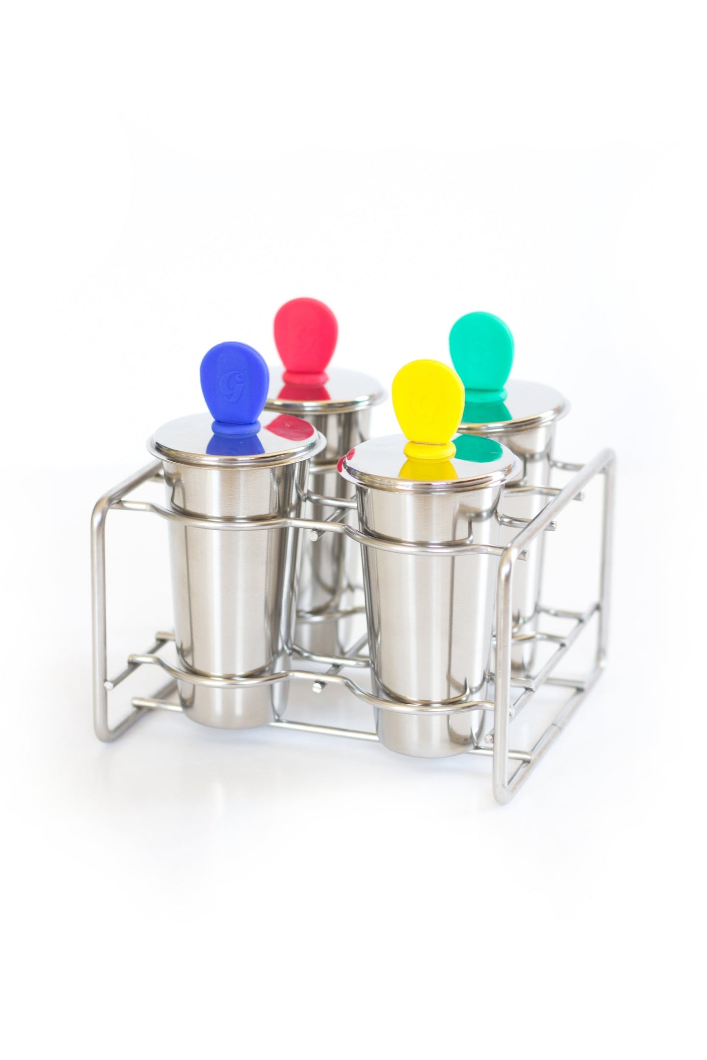 Gaspajoe -- Set de 4 moules à glaces inox avec bâtonnets inox s - 120 ml