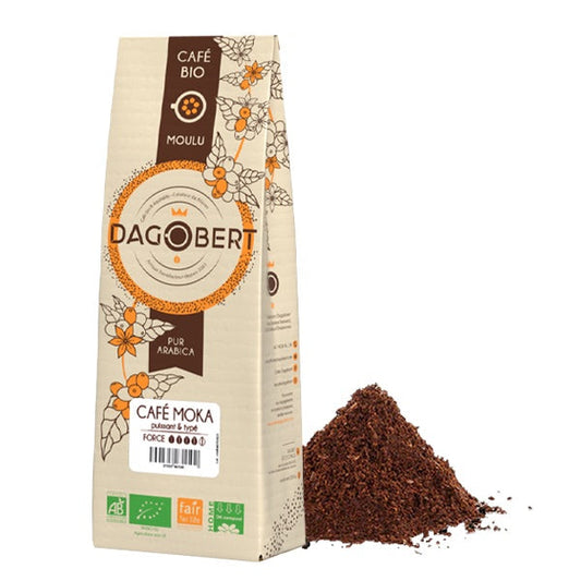 Les Cafés Dagobert -- Mélange café moka 100% arabica, bio et équitable - moulu (origine Ethiopie) - 1 Kg